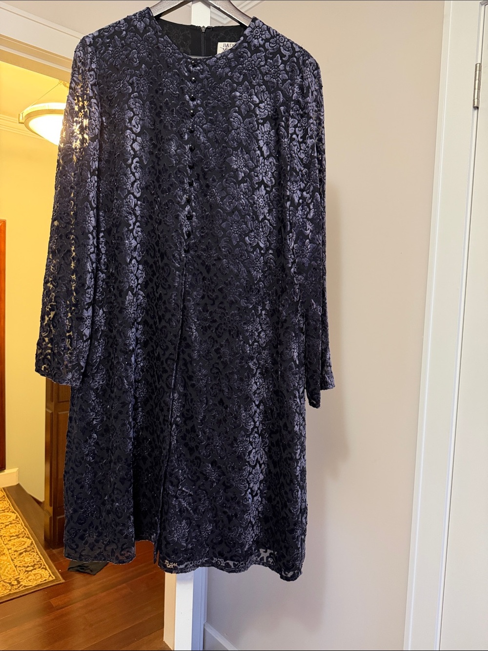 Badgley Mischka Navy Blue Long Sleeve Lace Dress size 12